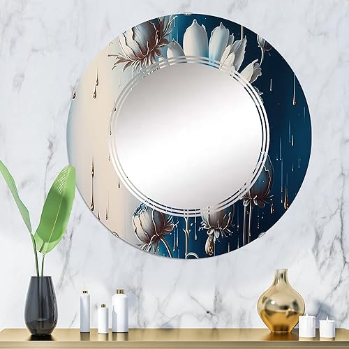Miniatura 2 de Ice Blue Daisy II- Vanity Mirror, Bathroom Mirrors, Wall Mirrors for Living Room, Bedroom - Oval Mirror - Large 20'x30', 24'x36'