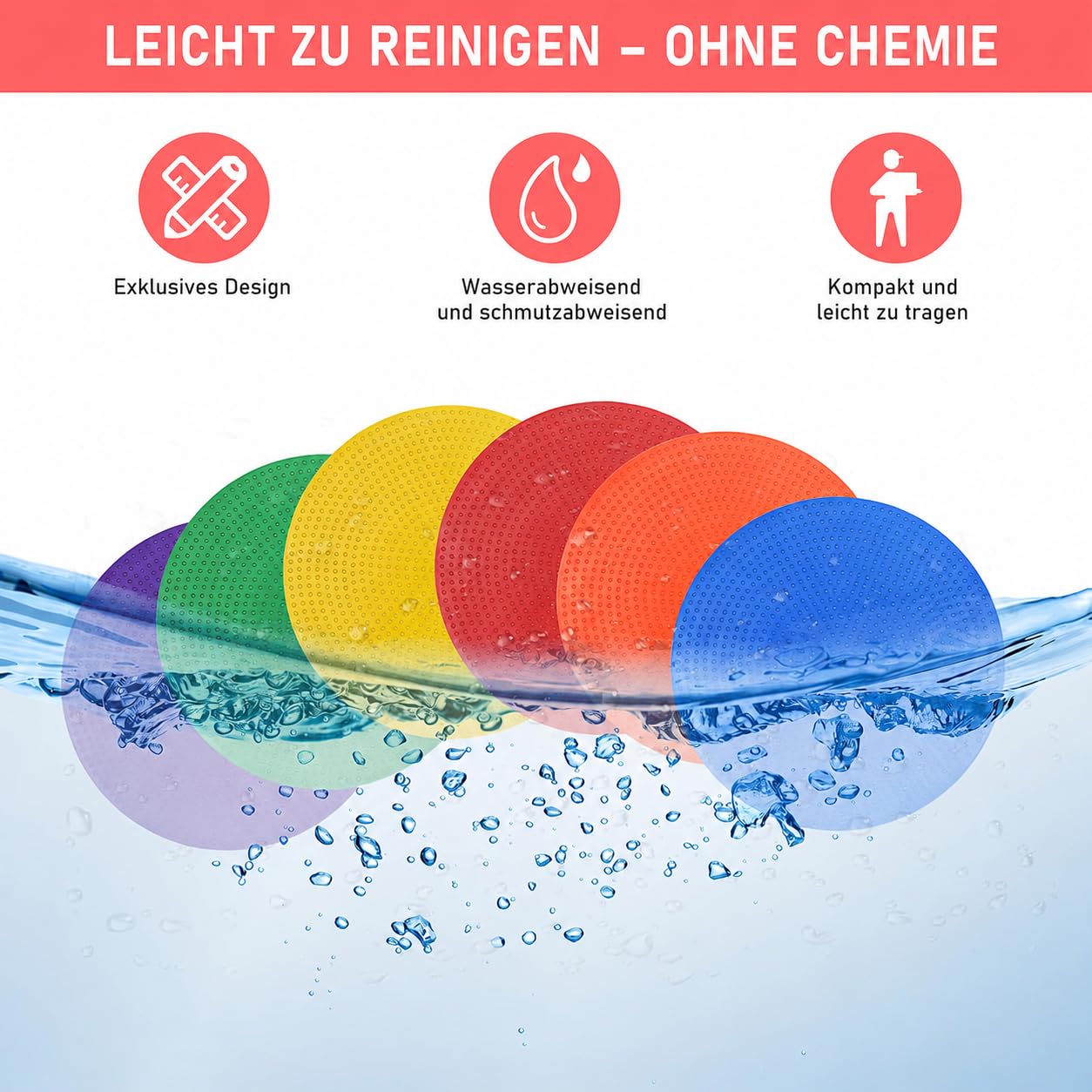 60 Stück Markierungsscheiben 15 cm, rutschfeste Bodenmarker in 6 Farben