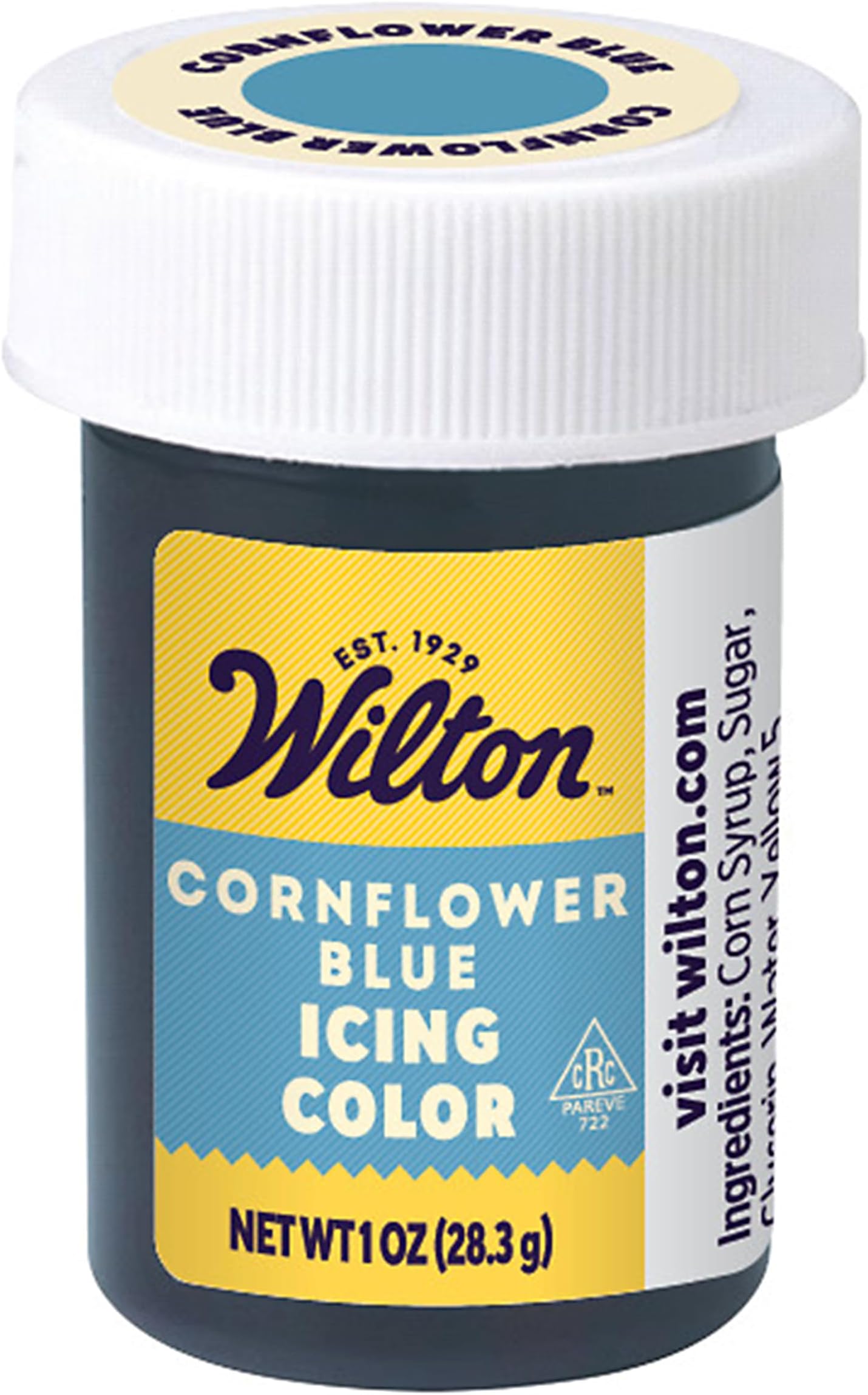 Wilton Gel Food Coloring, Highly Concentrated Gel-Based Icing Color for Frosting, Fondant, Batter & Dough, Vibrant & Blendable Cake Decorating Dye, 1 oz., Cornflower Blue
