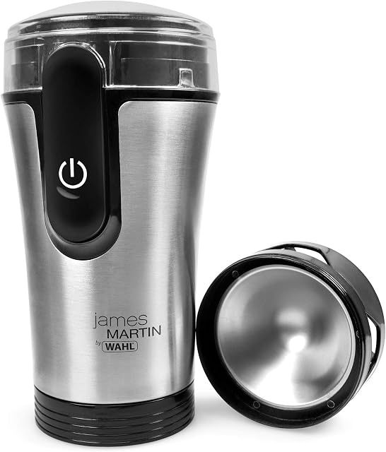 Wahl ZX992-1 James Martin Spice Grinder, Coffee, Nuts, Herbs, Spices, Kitchen Grinder, Dried Spices, Safety lock in Lid, Transparent Lid, Metal, 830 Gr, 120 Watts, Black/Silver