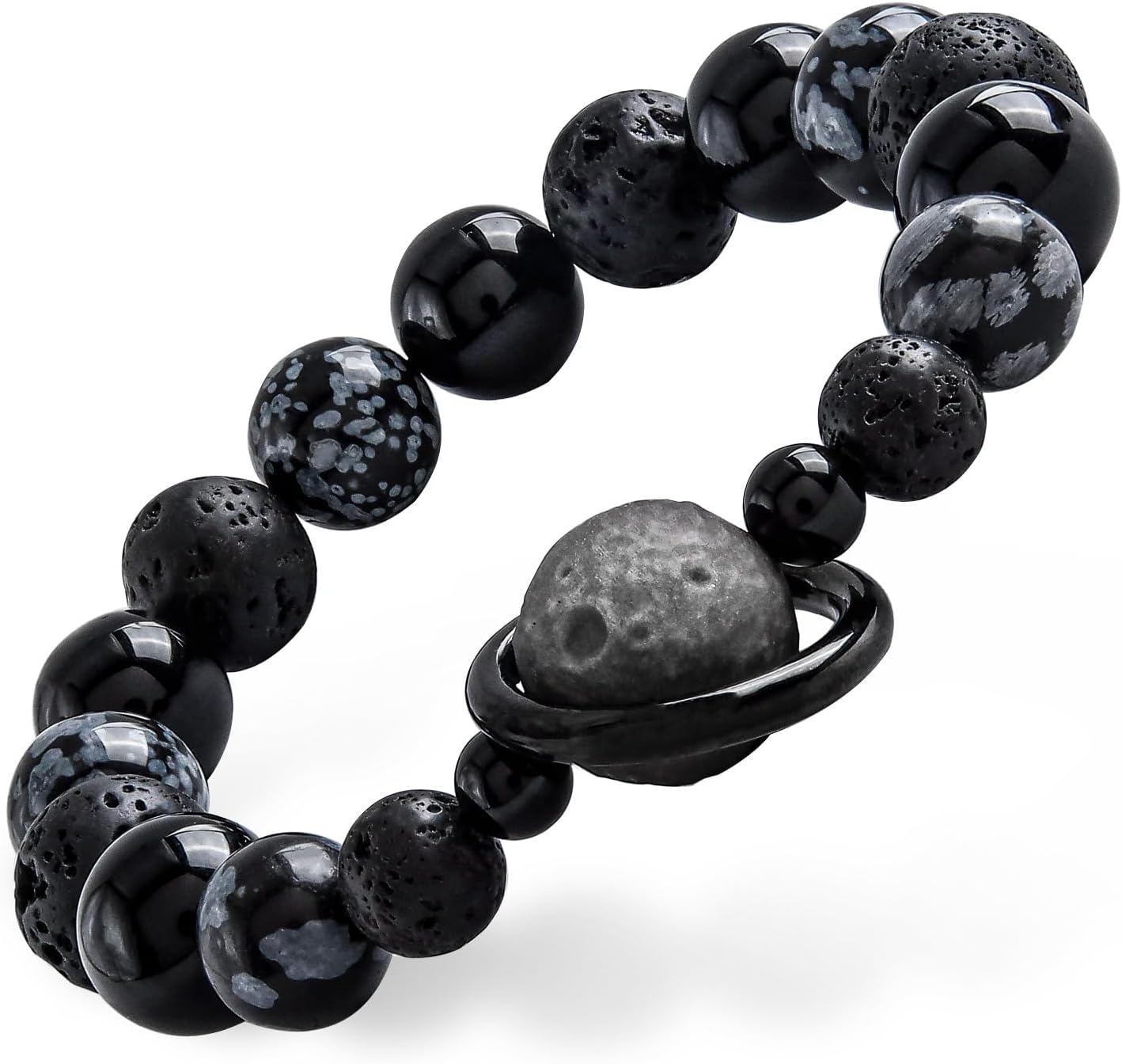 GUXI-Moon Scar Obsidian Bracelet with Natural Lava Rock Bracelets for Men Handmade Diffuser Bracelets for Essential Oils Birthday Gifts