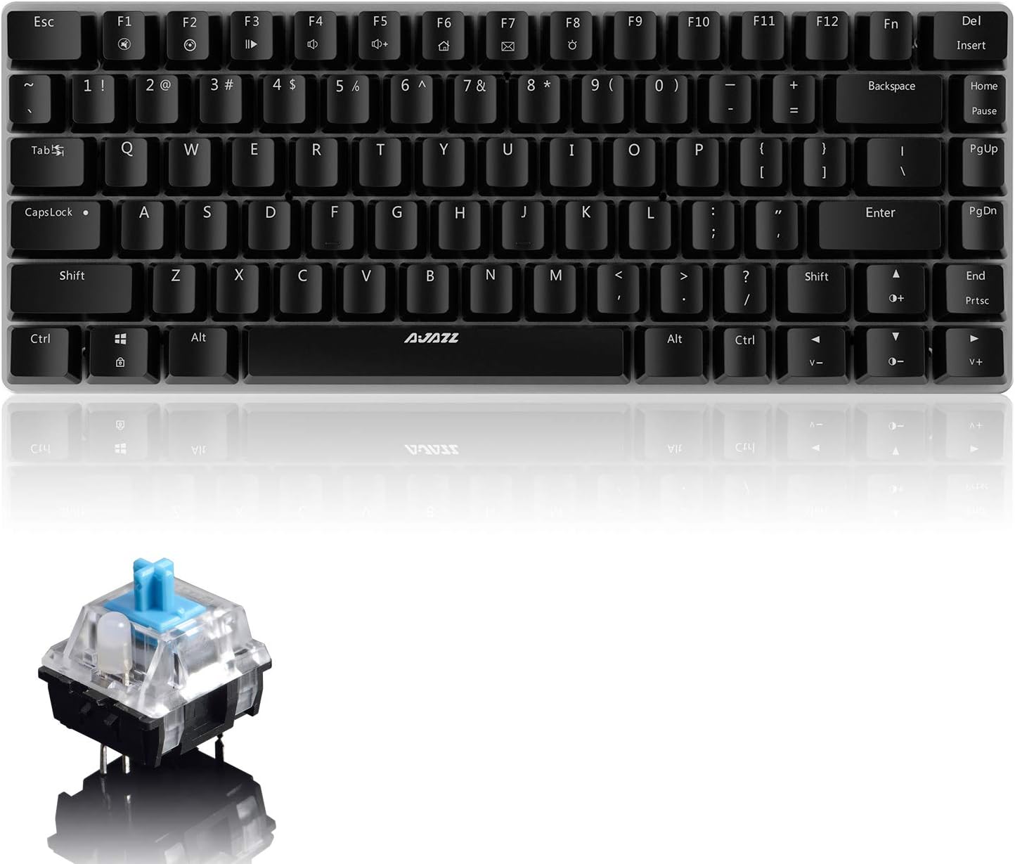 LexonElec Mechanical Keyboard Ajazz AK33 Wired Gaming Keyboard with Blue Switch,82-Key Mini Keyboard 100% Anti-Ghosting Easy Control with Metal Panel for Desktop Computer and Laptop(Black No Light)