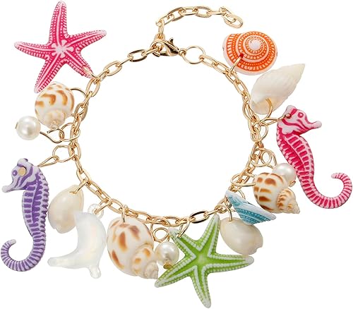 Collar de estrella de mar de concha, pulsera de caracola, collar grueso de sirena, joyería de playa para mujer
