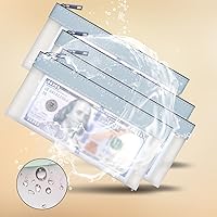 Vista 2 de Sobres de efectivo de 4 piezas con cremallera, bolsas transparentes de depósito bancario de 7.6 x 3.7 pulgadas, cartera de cheques multiusos (azul)