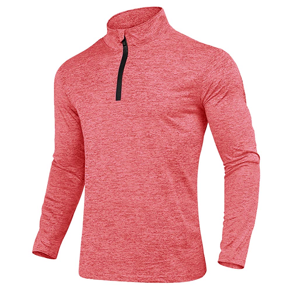 Men's Spring Autumn 1/4 Zip Sports Tops Casual Long Sleeve Gym Running Polo Shirts Outdoor Warm Hiking Fishing Shirts