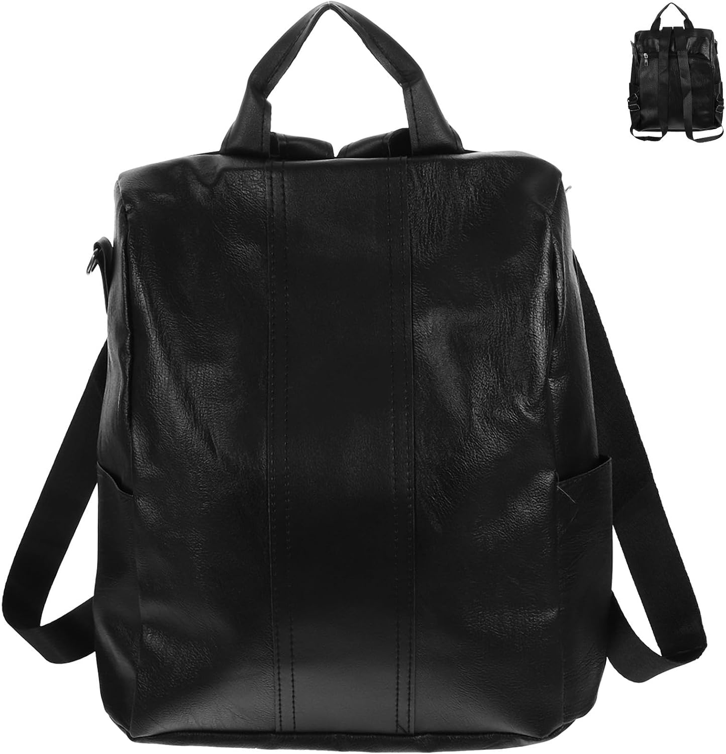 CHILDWEET Women's PU Leather Anti Theft Backpack, Casual Black Travel Bag