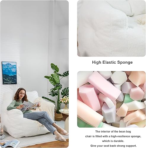 Miniatura 7 de DKLGG Puf para adultos, puf gigante con relleno incluido, de piel sintética, sofá de espuma viscoelástica, con reposabrazos para sala de estar,