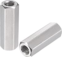 Vista 10 de uxcell Tuerca de acoplamiento hexagonal métrica de acero inoxidable 304 M5 x 0.8 de paso de 0.394 in de longitud, paquete de 5