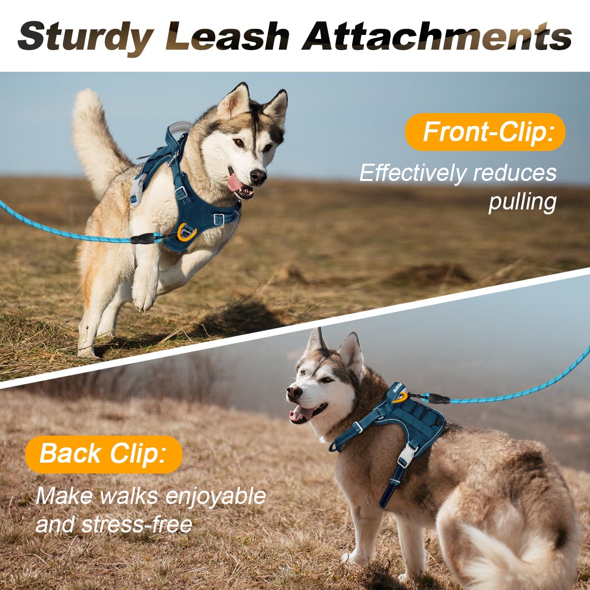 BARKBAY Chaleco táctico para perro de servicio, arnés táctico para perro, tamaño mediano y grande + etiquetas para perro, arnés ajustable sin tirones, reflectante, entrenamiento, fácil control,