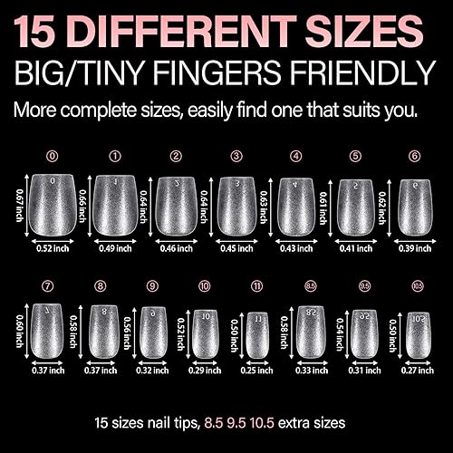 Miniatura 8 de AILLSA Puntas de uñas extra cortas, 450 puntas de uñas postizas de gel suave de cobertura completa, puntas de uñas postizas de doble cara mate