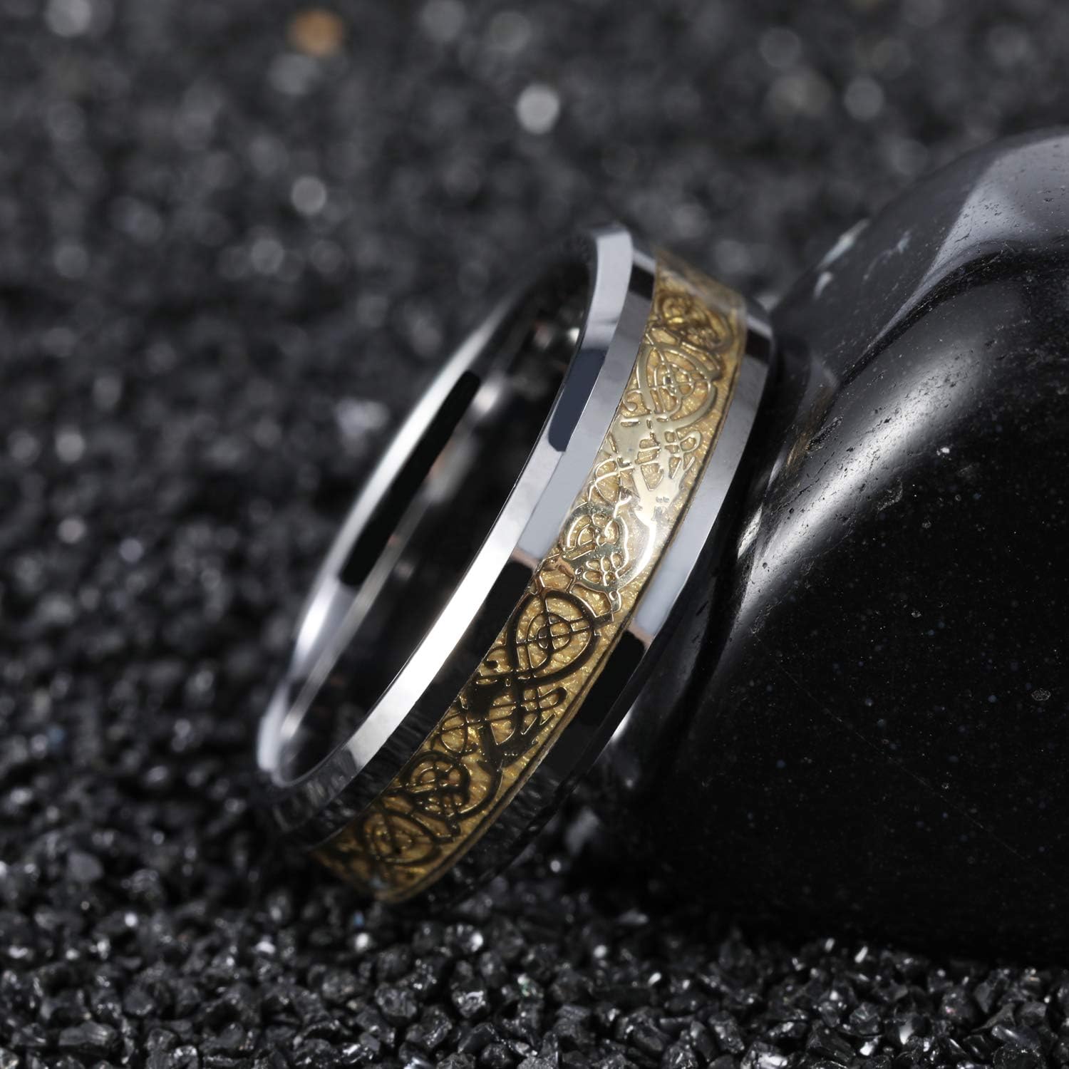 Frank S.Burton 6mm 8mm Celtic Tungsten Rings for Men Women Dragon Design Tungsten Carbide Wedding Band Comfort Fit Size 4-13 - Image 3