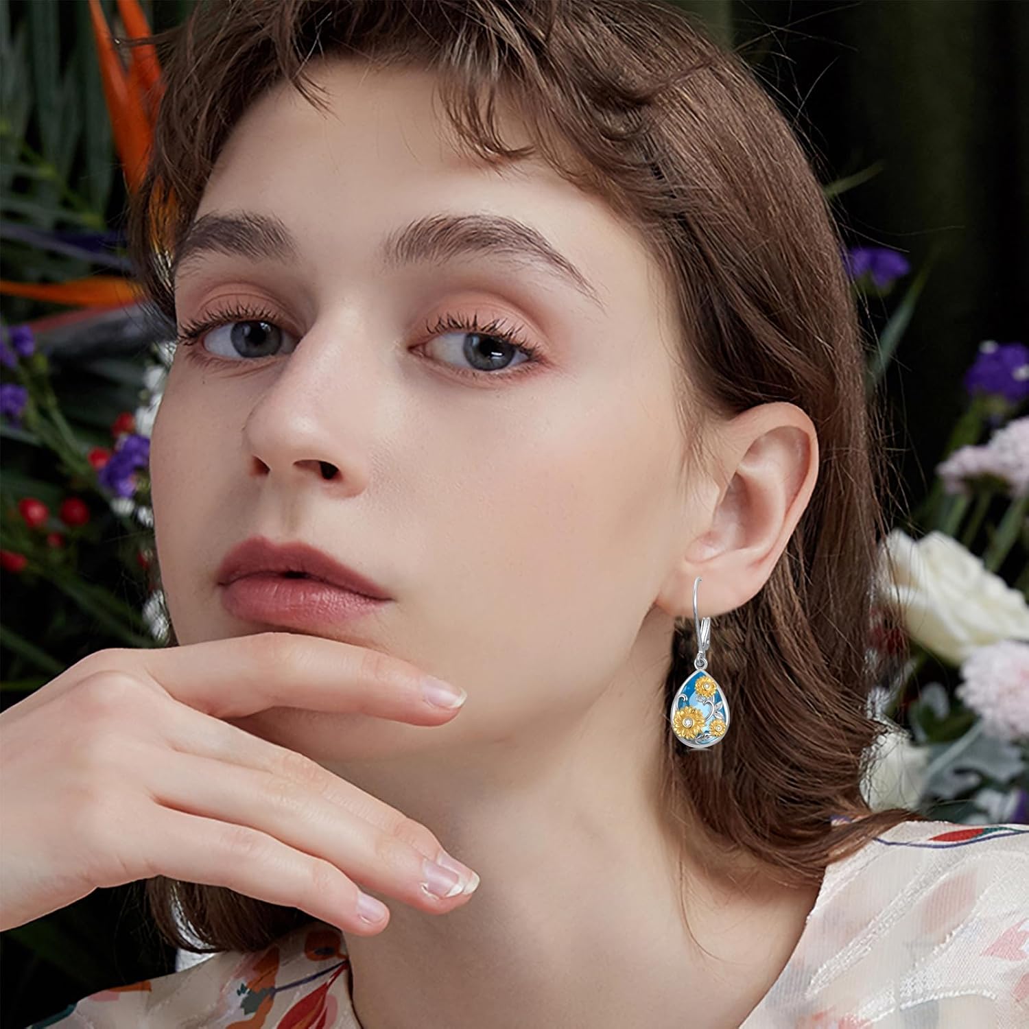 Natural Topaz Sunflower Earrings 925 Sterling Silver Real Gemstone Birthstone Drop Earrings for Women Jewelry Gifts for Birthday - Image 4