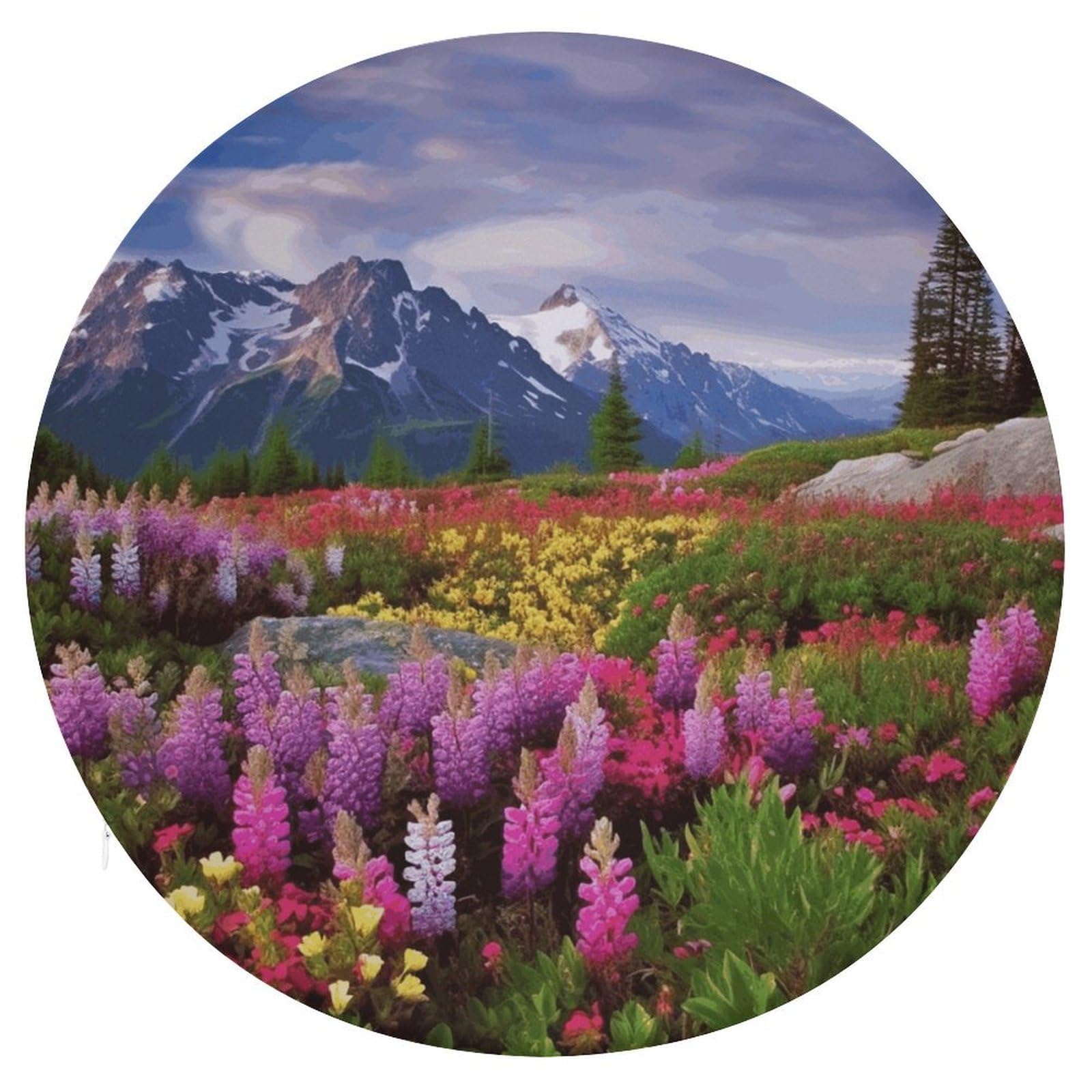 Wsoihfec Style Beautiful Flowers Mountain Seat Cushion Round Chair Pad