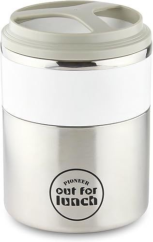 Vista 7 de Pioneer Lonchera aislada al vacío de 2 niveles, a prueba de fugas, con apertura extra ancha y 2 compartimentos, 4 horas de calor, 8 horas de frío