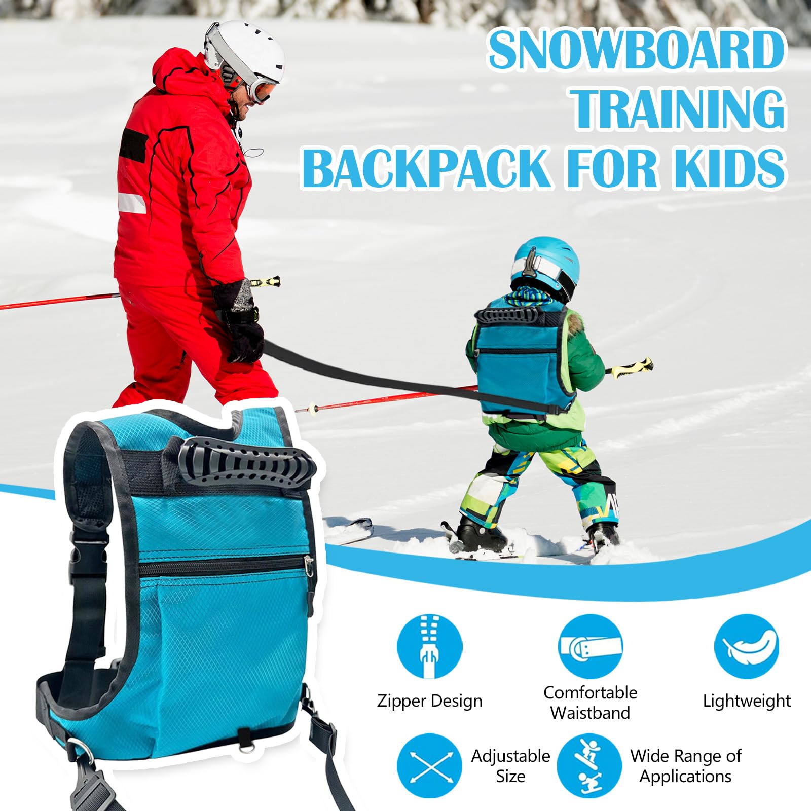 Imbracatura per Bambini da Sci e Snowboard, Imbracatura da Sci Bambini Principiante Snowboard Zaino da Allenamento Corde di Sicurezza per L'apprendimento della Bicicletta da Skate