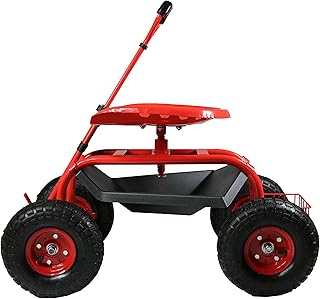 Sunnydaze Garden Seat with Wheels - Rolling Gardening Seat - Garden Stool on Wheels with Adjustable Handle and Utility Tra... Price In India
