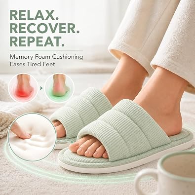 Summer House Slippers for Women, Open Toe Womens Slippers