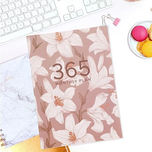 Miniatura 4 de VILLCASE Agenda mensual 2024 con patrón floral, cuaderno de notas A4, una página por diario, planificador de trabajo, cuaderno de planificación de