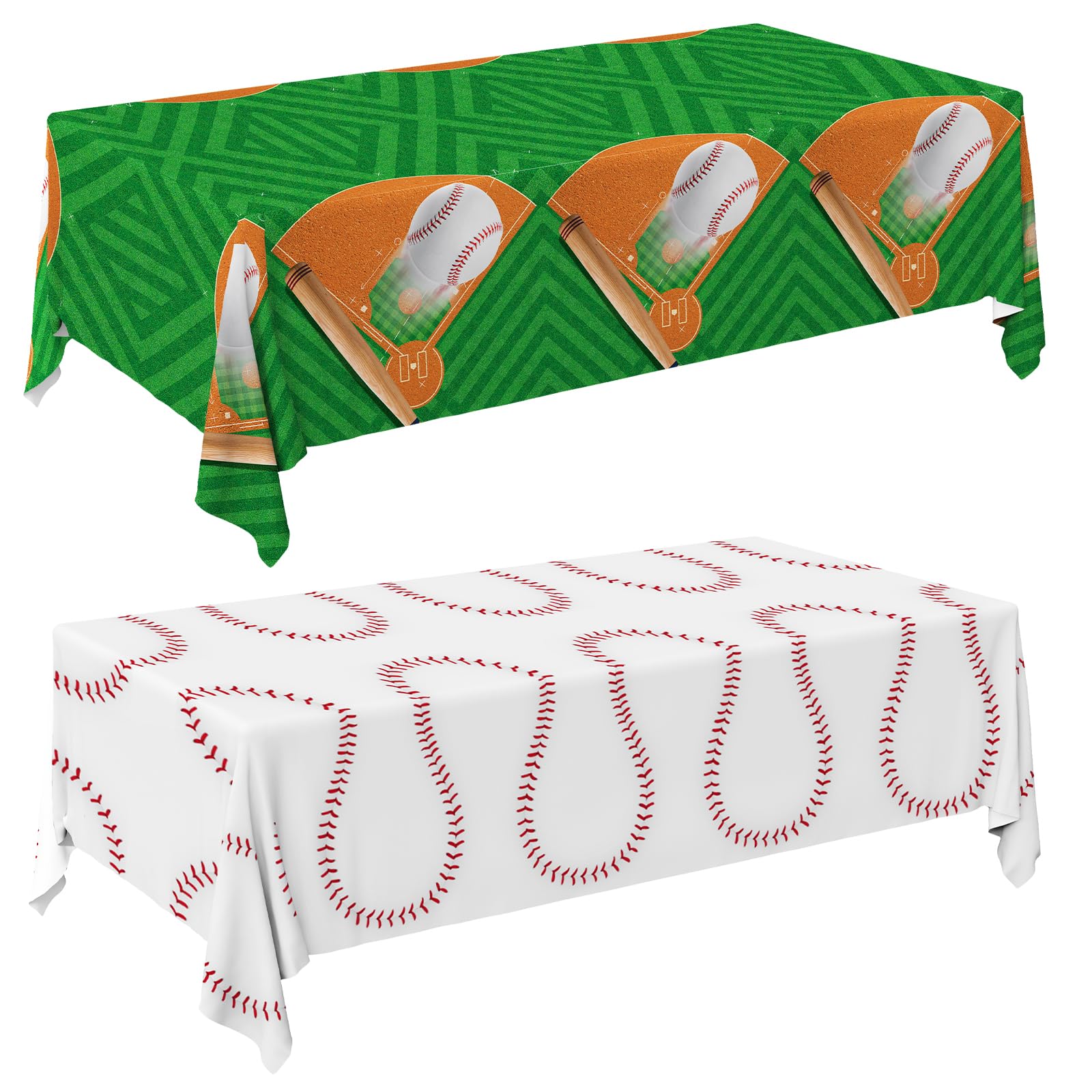 Gatherfun Baseball Party Supplies: 2-Pack Baseball Birthday Decorations with Disposable Plastic Tablecloth - Table Cover for Baseball Games &amp; Parties, 54 x 108 Inch