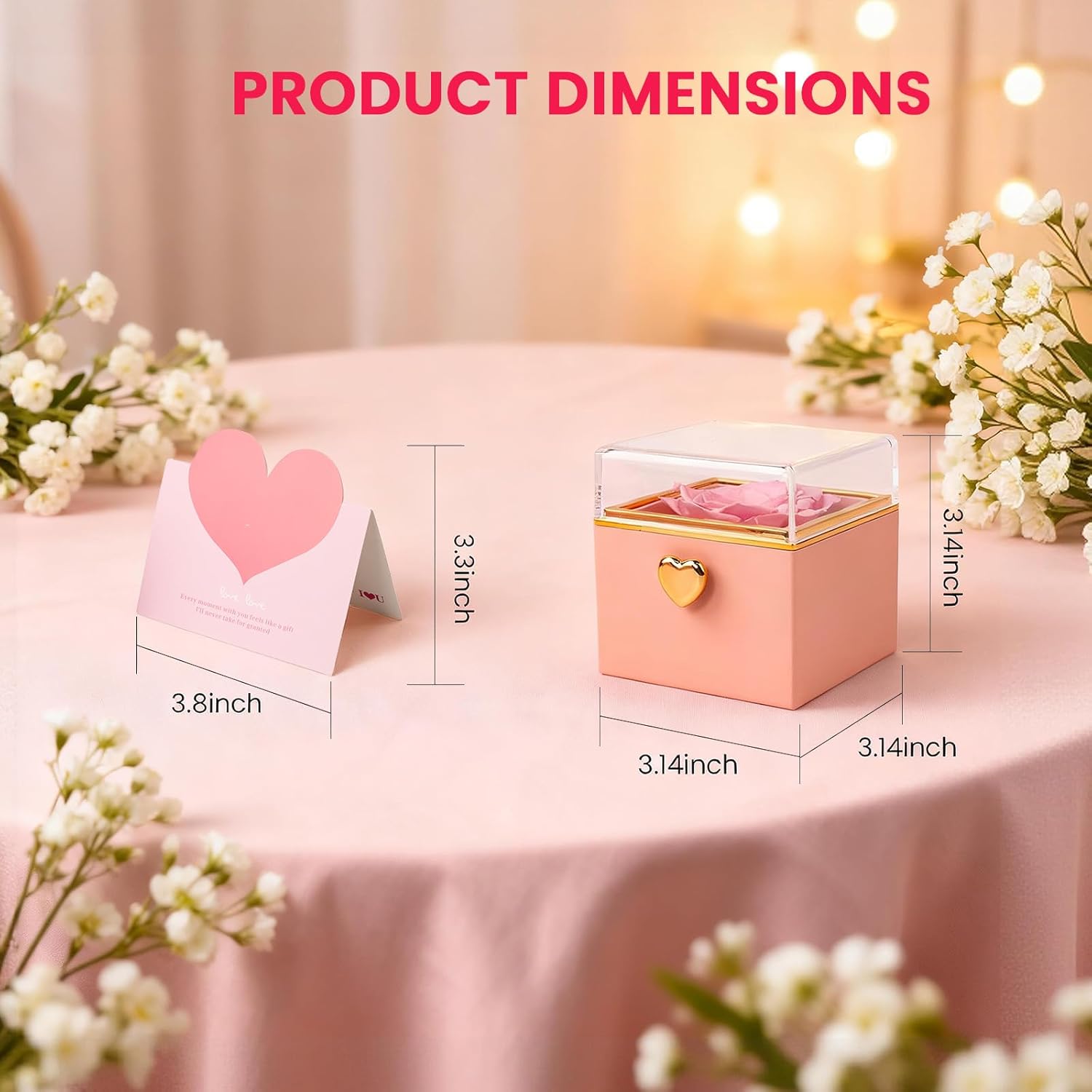 Valentines Day Gifts for Her Girlfriend Wife, Flip Flower Jewelry Box With Ring Birthday Gift for Women Mom Sister, Preserved Rose Ring Box for Anniversary Wedding, Proposal, Pink - Image 5