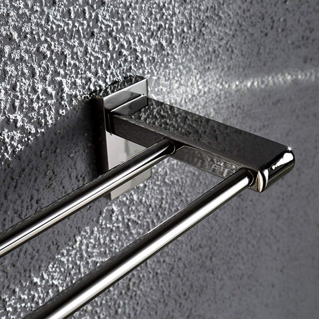 Portasciugamani Doppio da Parete, Finitura cromata Lucida, per Bagno, in Acciaio Inox 304