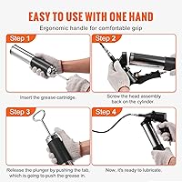 Vista 5 de VEVOR Pistola de engrase, pistola de engrase operada por aire de 6000 PSI, pistola de engrase neumática resistente con carga de 14 onzas, manguera