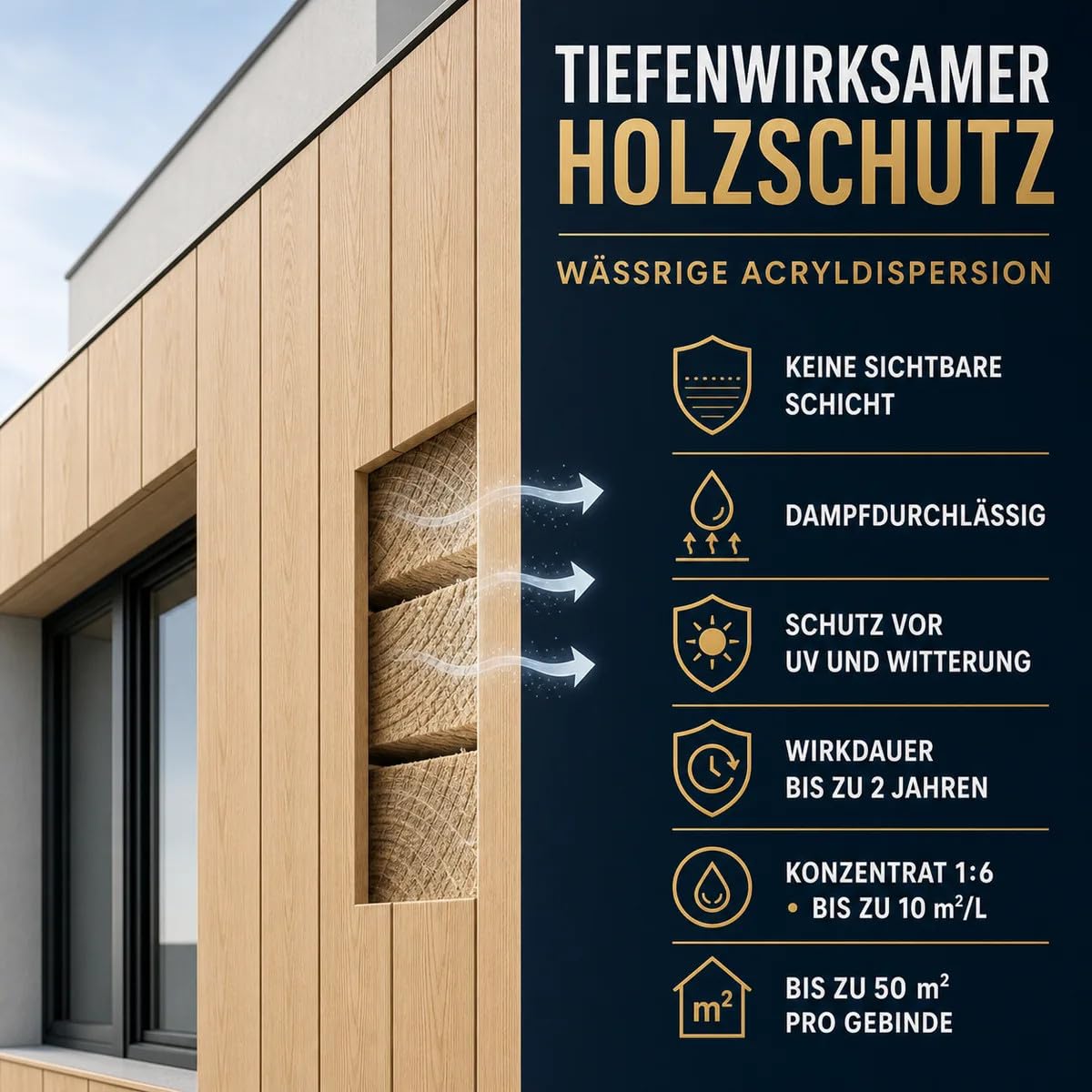 Holzschutz Schutzanstrich Holzpaneele 10 L – bis zu 100 m², wasserabweisend, UV-Schutz, erhält die Holzoptik