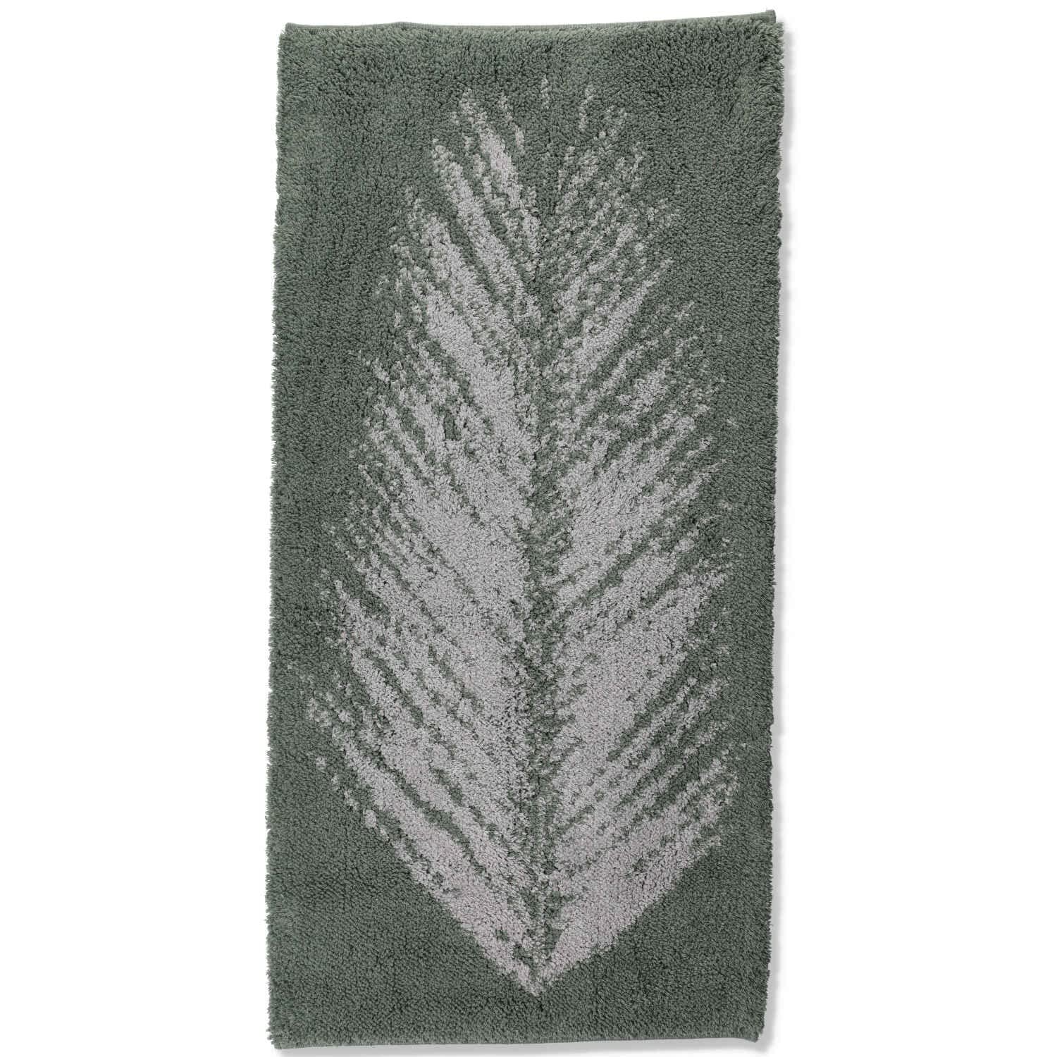 Casatessile Alfombra de baño Antideslizante Plume Alfombra de baño de algodón Lavable con Plumas - Verde Salvia