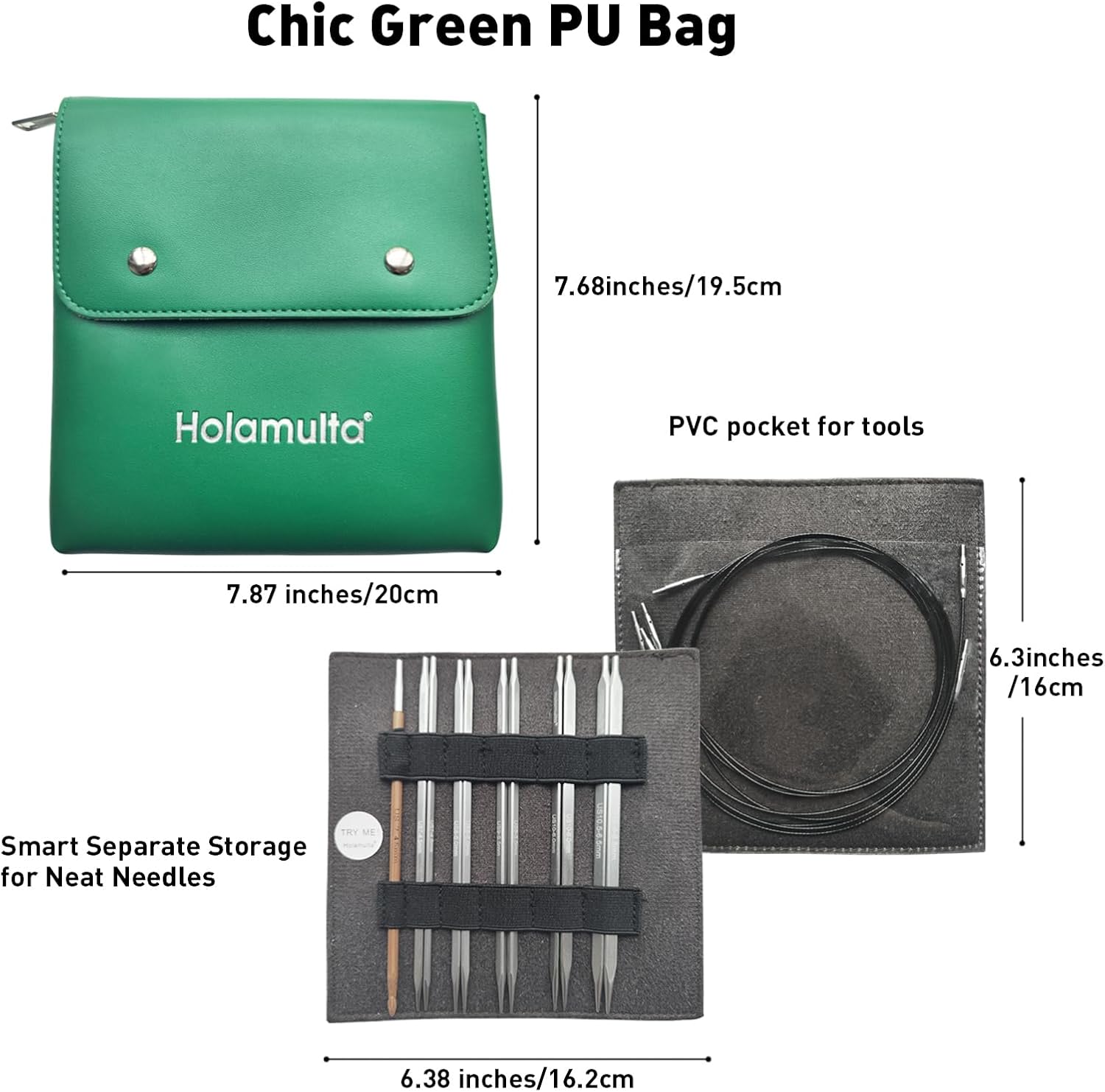 Holamulta Ergonomic Triangular Interchangeable Circular Knitting Needles Set - Ideal for Arthritis & Big Hands (Silver Grey)