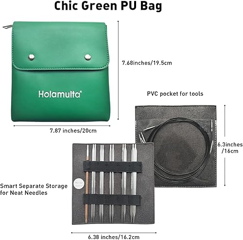 Miniatura 10 de Holamulta Juego de agujas de tejer circulares intercambiables de 6 pulgadas US 7-10.5 (multicolor)