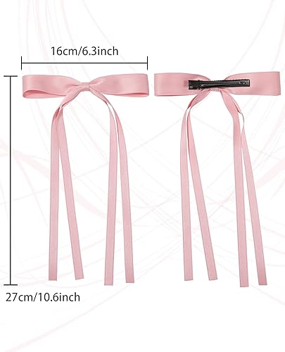 Miniatura 3 de AWAYTR Clip de lazo de satén sedoso, paquete de 3  rosa, beige, negro (cola larga, accesorio para el cabello, fijación del cabello, mujeres, todas