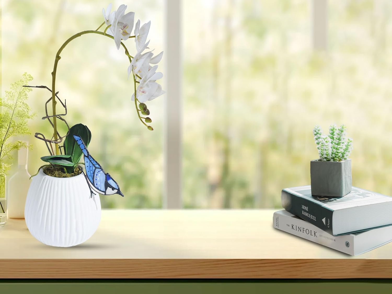 Lolitarcrafts Blue Jay Stained Glass Suncatcher for Pot Plant Decoration - Unique Planter Decor, Home Office Plant Decoration - Image 7