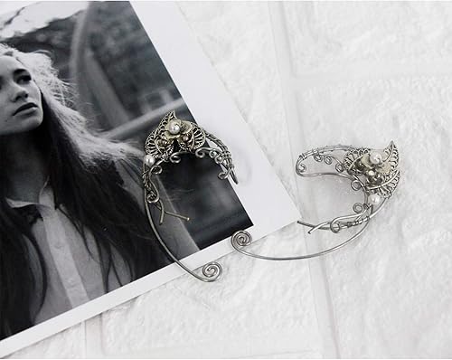 Miniatura 2 de Elven Ear Cuffs for Women, Handmade Elf Fairy Earrings Cuff Wrap Clip-on Filigree Earrings for Fantasy Fairy Halloween Costume, Cosplay, Wedding,