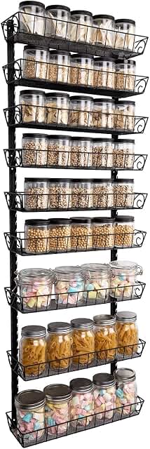 SWOMMOLY 9-Tier Adjustable Dual-Use Spice Rack, Black