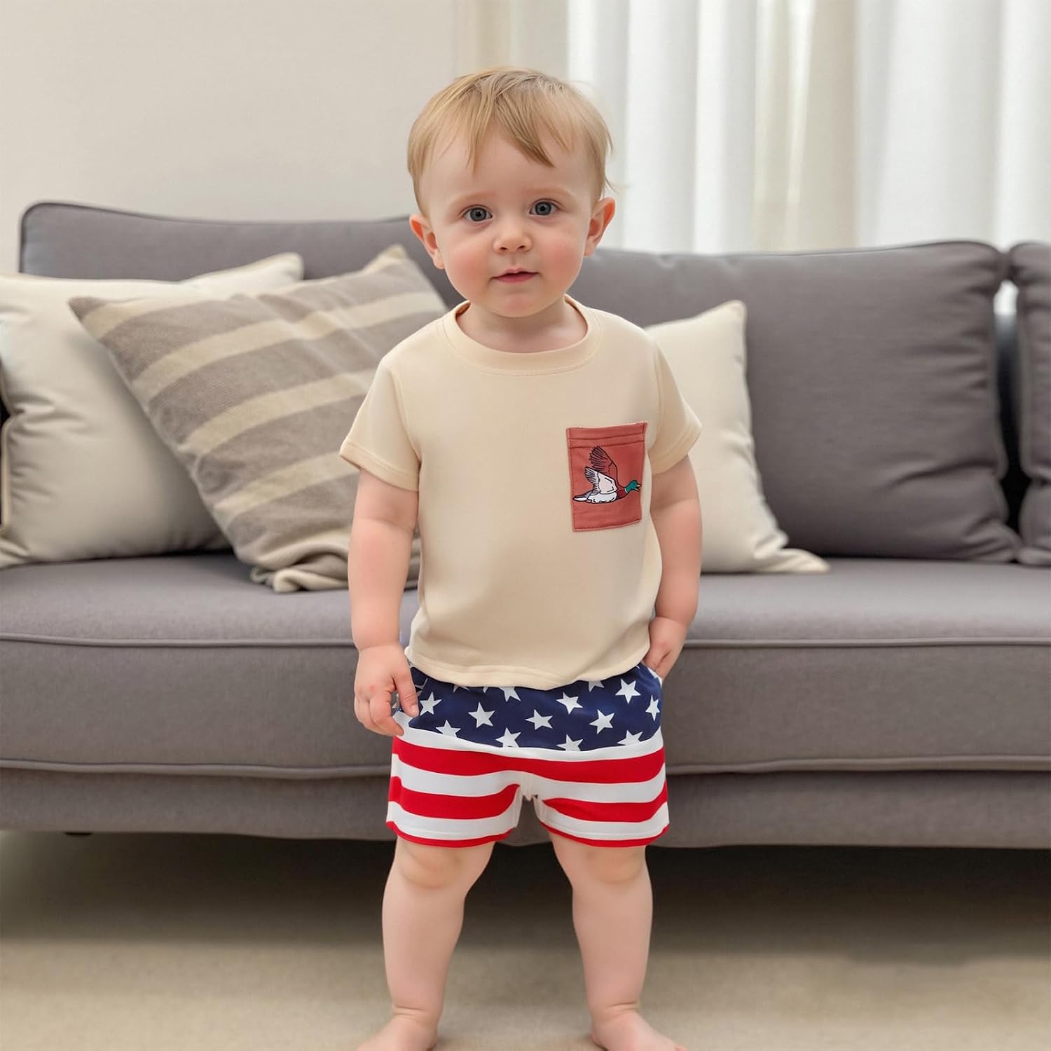 Toddler Baby Boy 4th of July Swim Shorts Print Patriotic Swimsuit Swim Trunks Fourth of July Bathing Suit Sunsuit