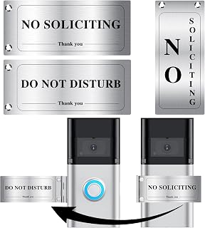 3 pcs Metal Doorbell Cover, No Soliciting Sign for House and Front Door, Rotates from NO SOLICITING to DO NOT DISTURB, Flipable No Solicitors Sign for Ring Doorbell, Horizontal & Vertical Mode, Easy Installation, Do Not Disturb Signs