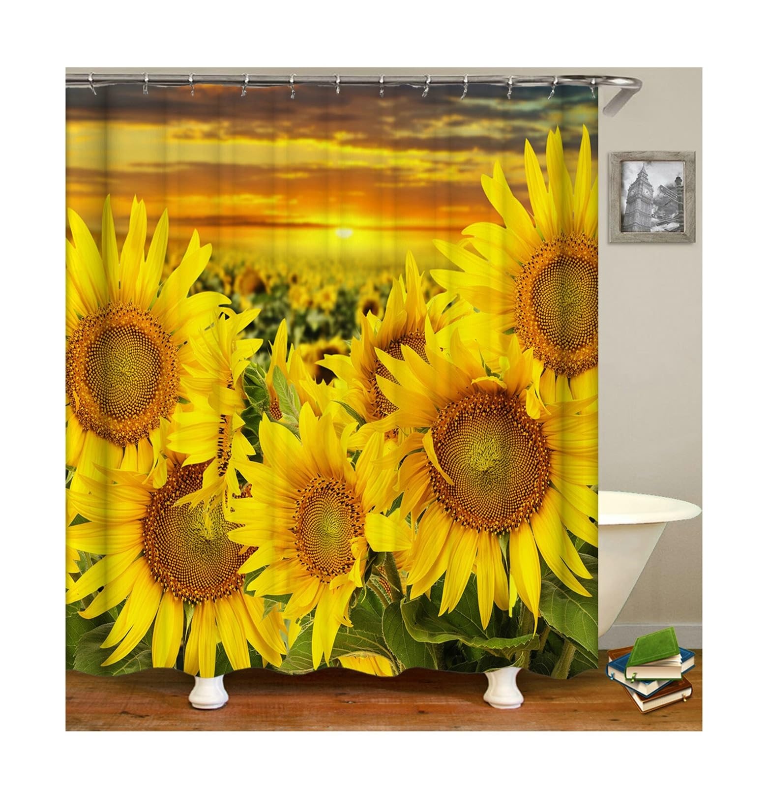 Rideau de douche de qualité supérieure en polyester durable lavable 165 x 180 cm jaune textile