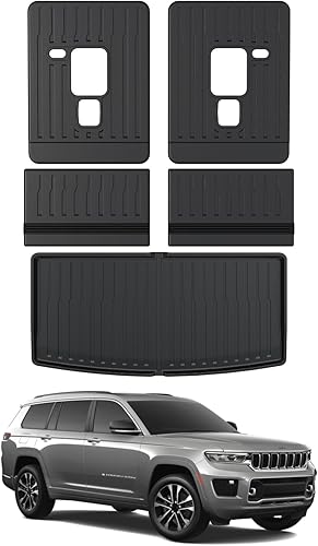CARESA Cargo Liner - Fundas para respaldo de tercer asiento para Jeep Grand Cherokee L 2021-2024, accesorios para asientos de 6 pasajeros con