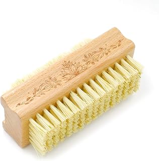 Menesia Wooden Nail Brush with Natural Sisal Bristles - Fingernail Scrubber for Deep Clean Under Nails (Flower Design)