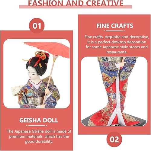Miniatura 5 de Kimono Muñeca Geisha Muñeca Japonesa Decoración Tradicional Japonesa Muñeca Juguete de Madera Figura Folk Accesorios para el Hogar Muñecas Niñas