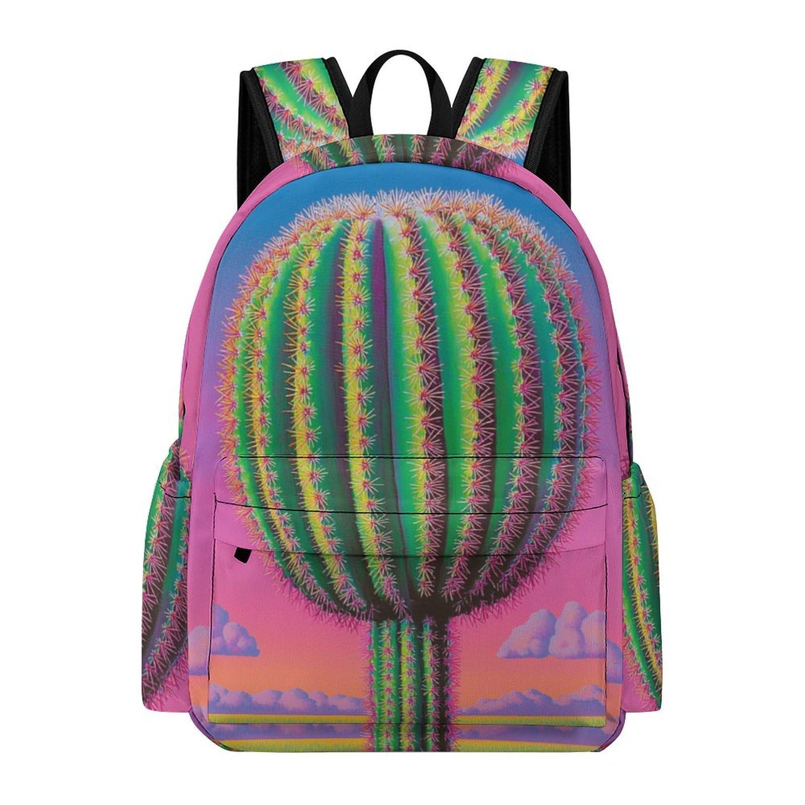 TPISLI Students Beautiful Cactus Rucksack Boys Girls School Years 5-9 Lightweight Stylish Plants Daypack for Weekend Trips New Term Gift, Outdoor Activity Everyday Carry