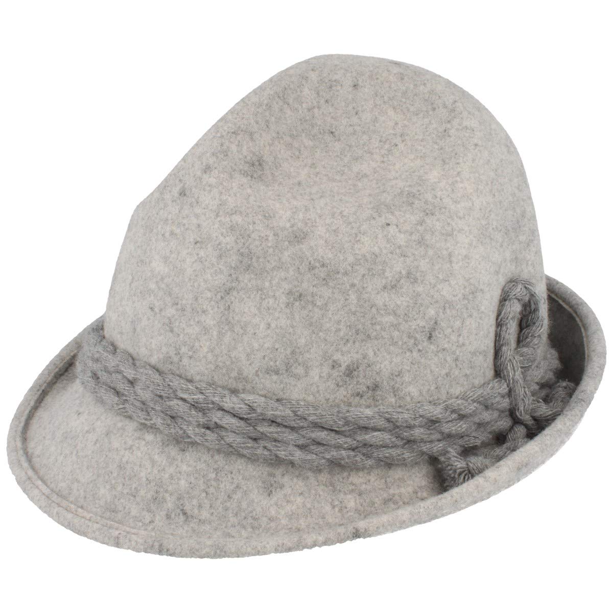 Breiter Cappello tradizionale da uomo, in feltro, con testa a punta, 100% lana, tesa stretta e cordoncino di lana, tre colori
