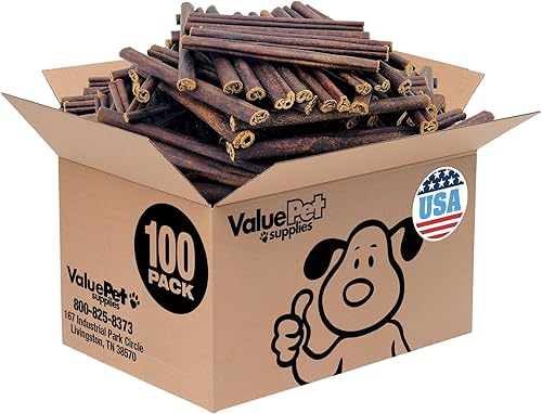 ValueBull Palitos de colágeno USA para perros pequeños, masticables finos de 6 pulgadas, golosinas naturales para perros, paquete a granel de 100