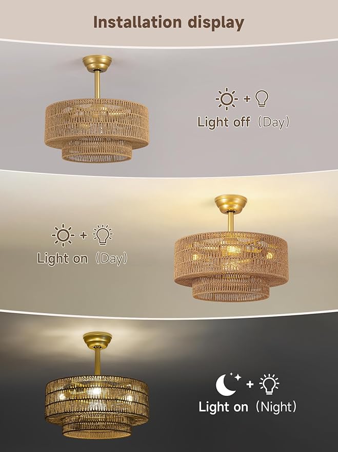 Ventilador de Techo con Luz y Control Remoto 6 Velocidades 1 miniatura 7