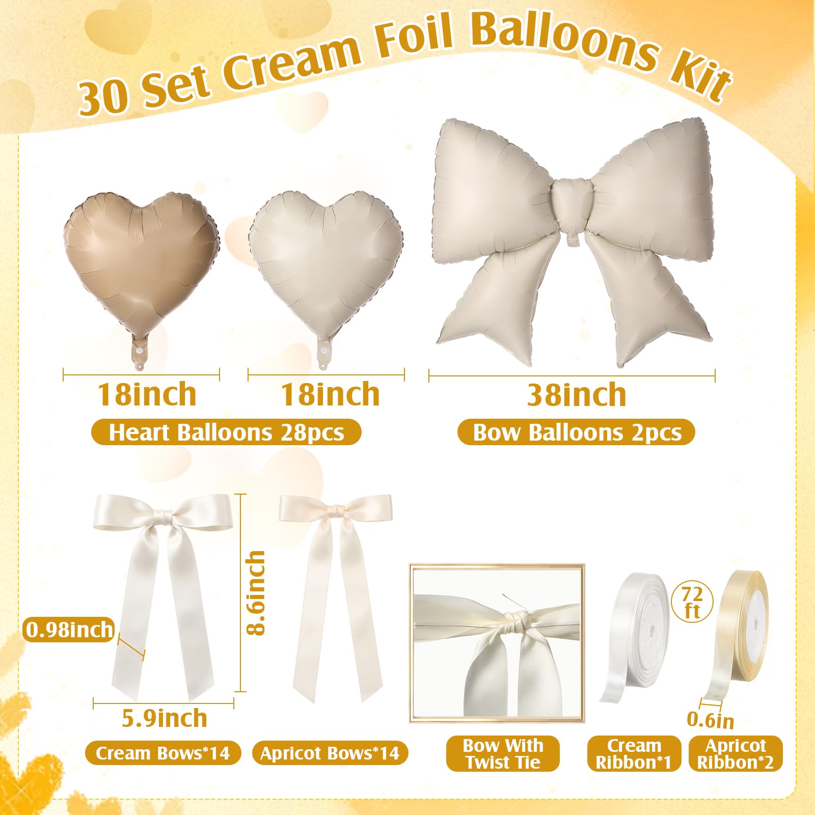 Set di 30 palloncini a forma di cuore, 96 cm, con fiocco a elio, fiocchi a nastro con cravatta attorcigliata, per compleanni, baby shower, matrimoni, San Valentino, feste a sirena