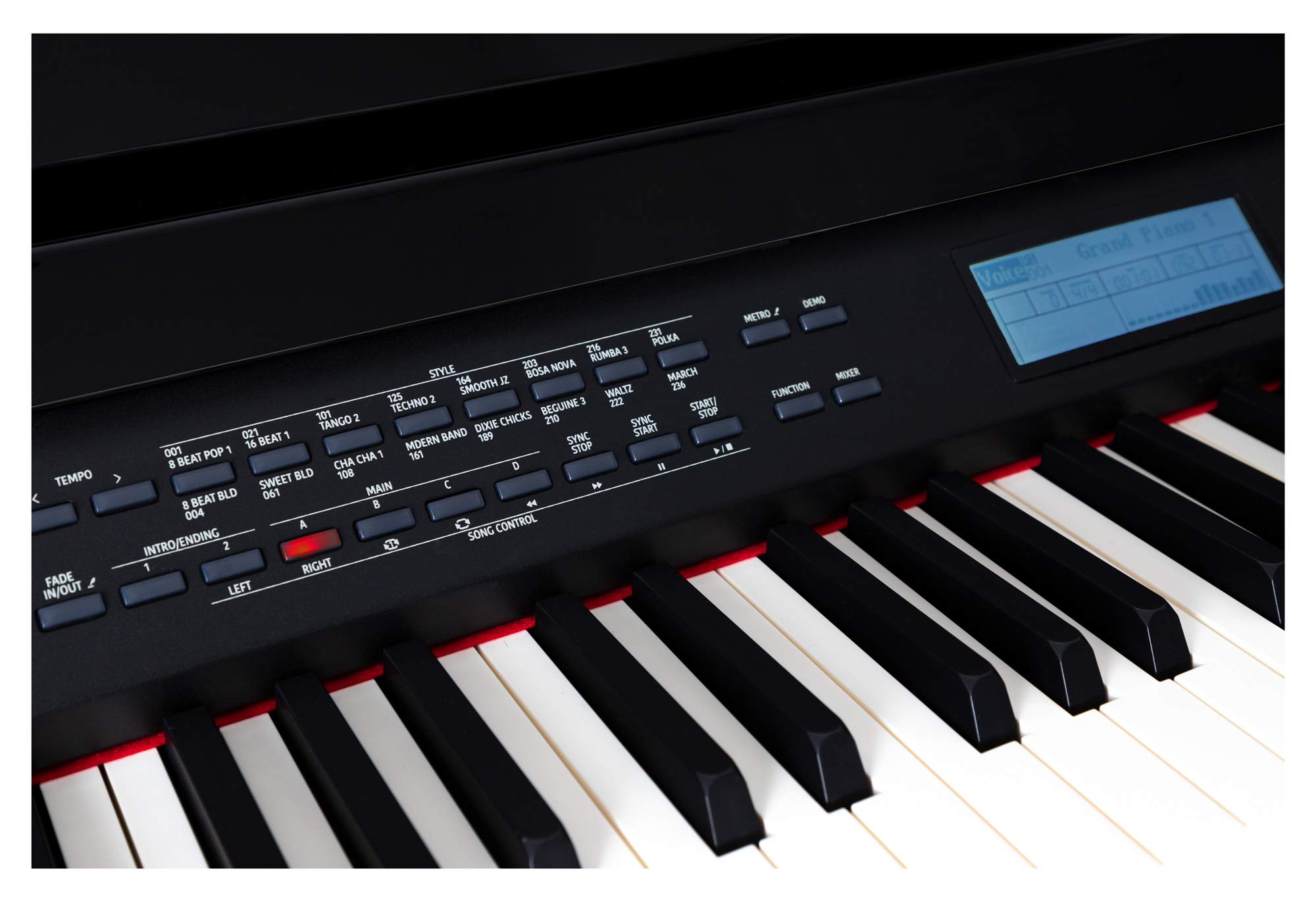 Classic Cantabile GP-A 810 Digitalflügel (88 Tasten mit Hammermechanik, 3-fach Sensorik, 1200 Voices, 270 Styles, Bluetooth, 38 Effekte, Dämpfersimulation, 3 Pedale) schwarz Hochglanz | 88 gewichtete Tasten mit Graded Hammer-Tastatur und 3fach-Sensorik, T