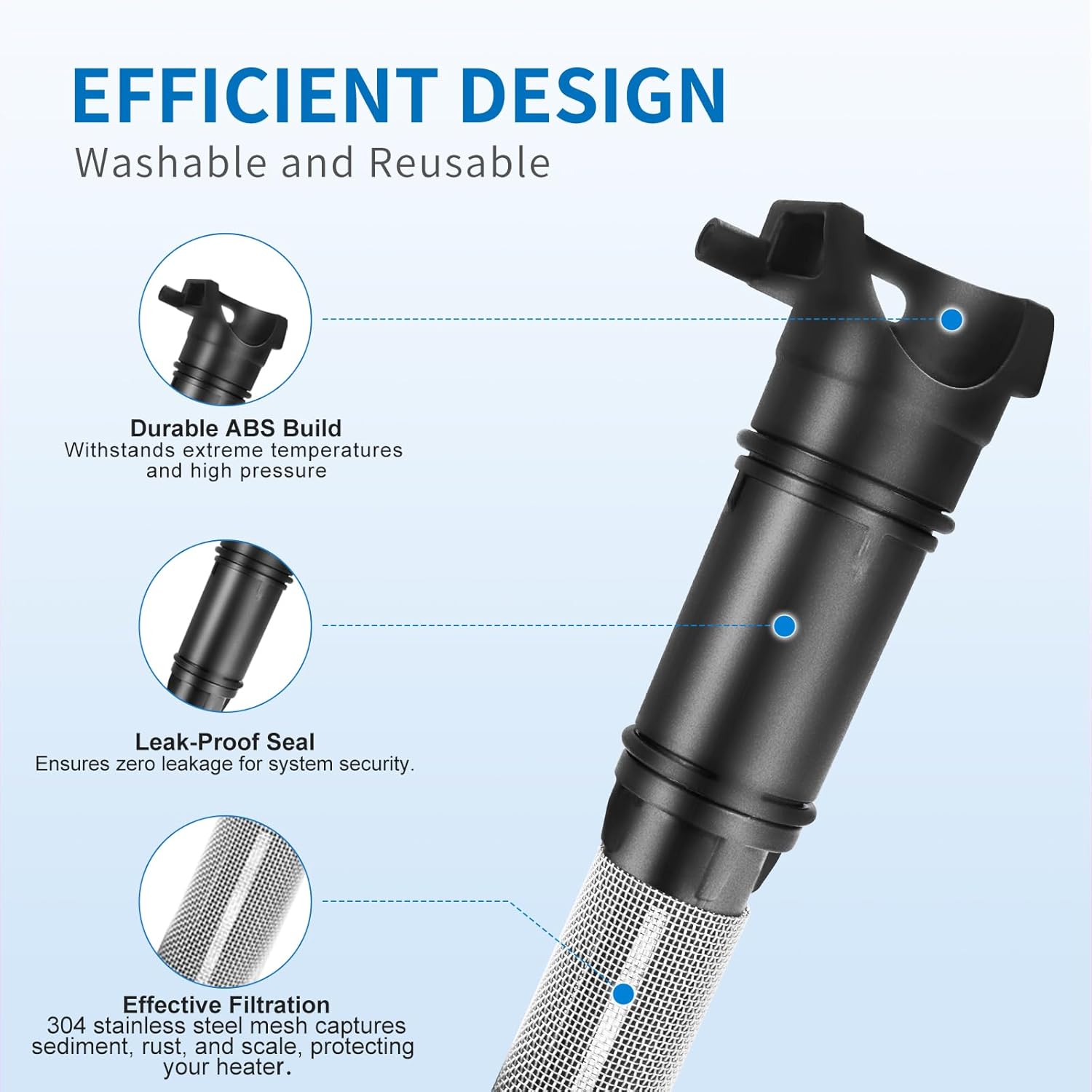 Replacement Filter Compatible with Truma AquaGo,Superior Filtration System Reduces Scale & Sediment with Stainless Steel Mesh, Leak-Proof Seal Ring for RV Hot Water Heater (This Link is Not a Set)