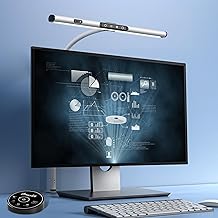 Desk Lamp for Home Office, Desk Light with Clamp, Office Lamp with Remote & Gesture Sensing, Monitor Light Bar, Adjustable Color Temperature & Brightness, 12W
