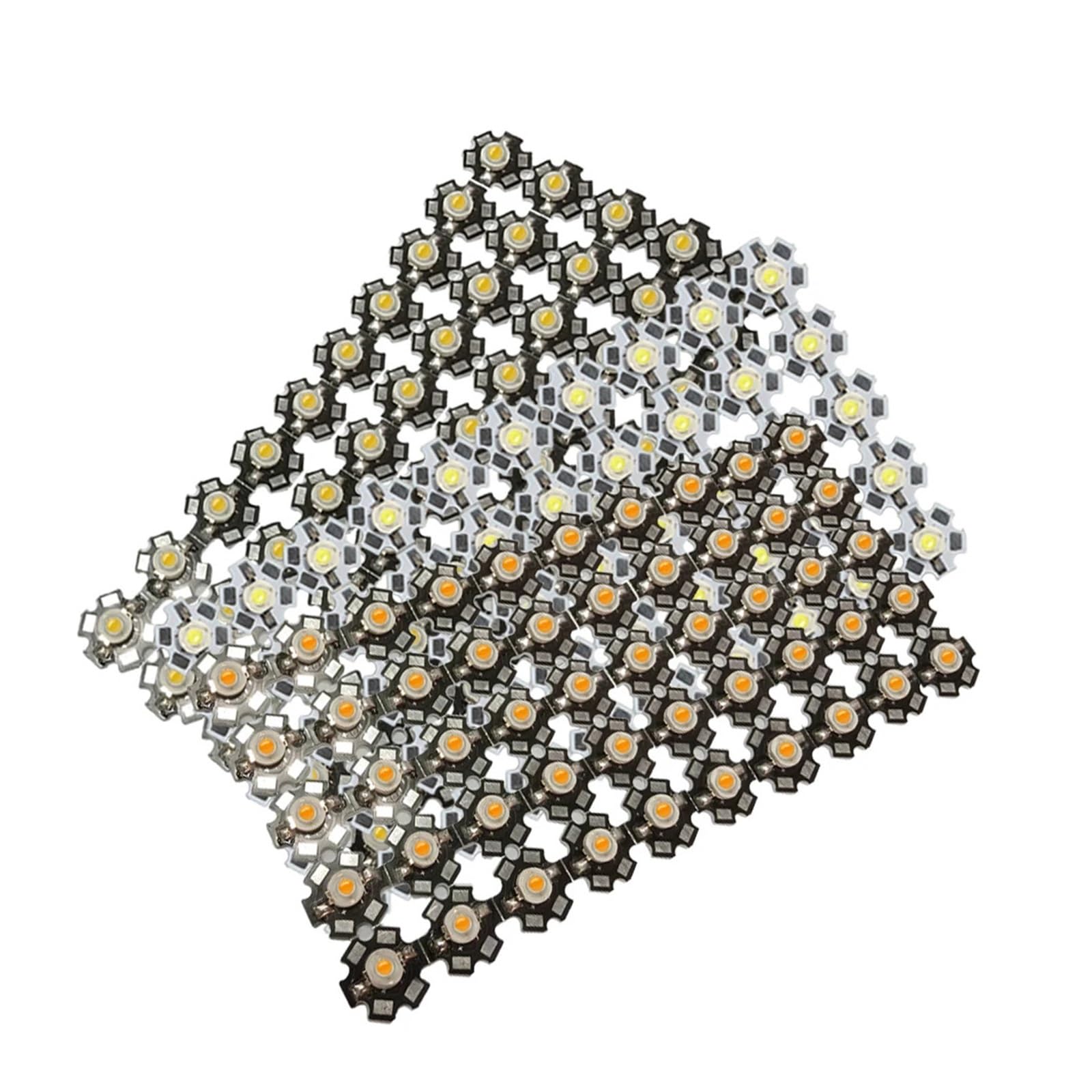 Generico 10-100 pezzi diodi LED ad alta potenza 1W 3W caldo freddo bianco naturale/rosso/verde/blu/blu reale 450 660nm rosso intenso UV con stella da 20 mm(Deep Red 660nm,3W-White PCB x100pcs)