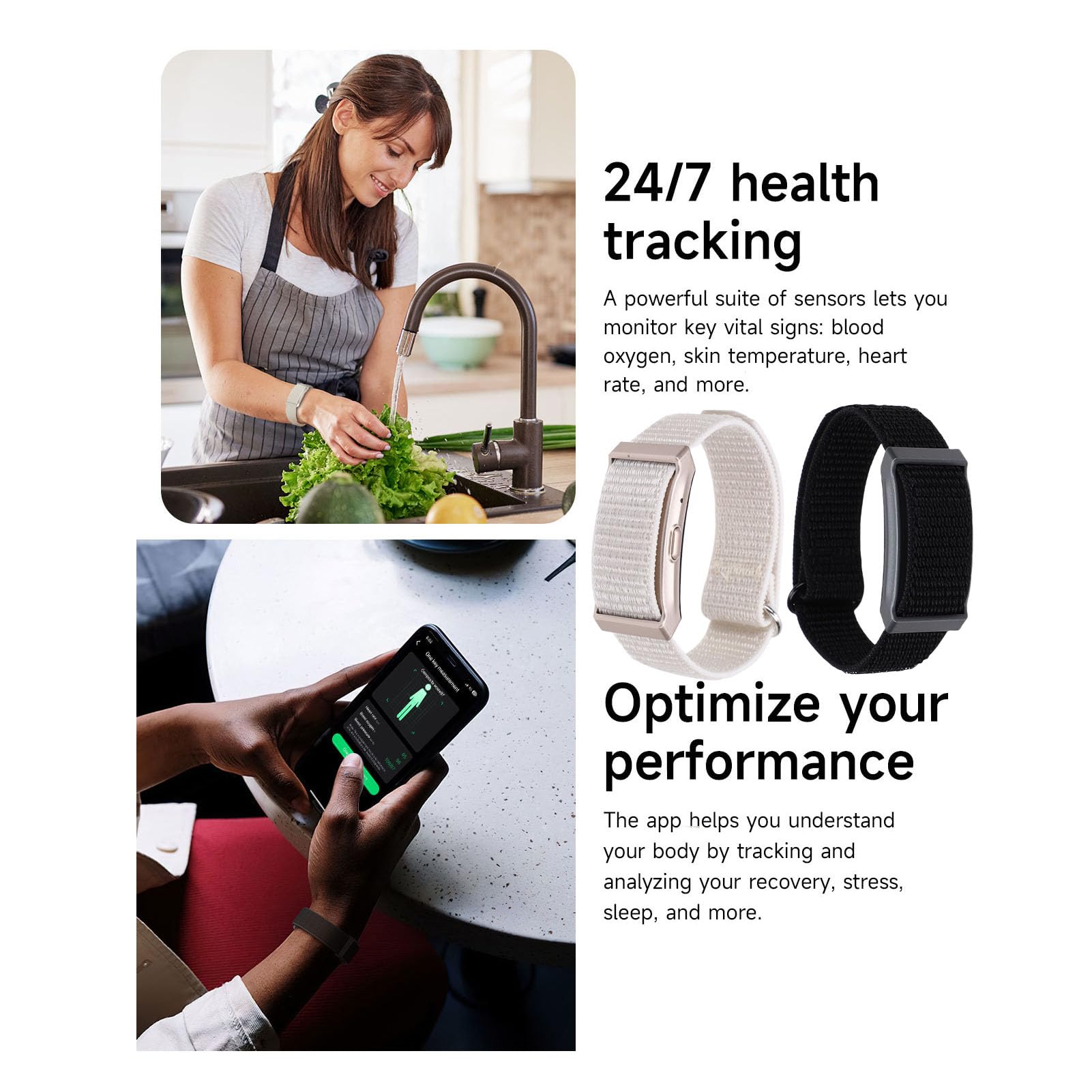 Tosuny Smart Armband, Fitness Tracker mit Körpertemperaturmessung, 40 Tage Akkulaufzeit, Schlaf Tracking für Sportaktivitäten und Gesundheitsmanagement (Black)